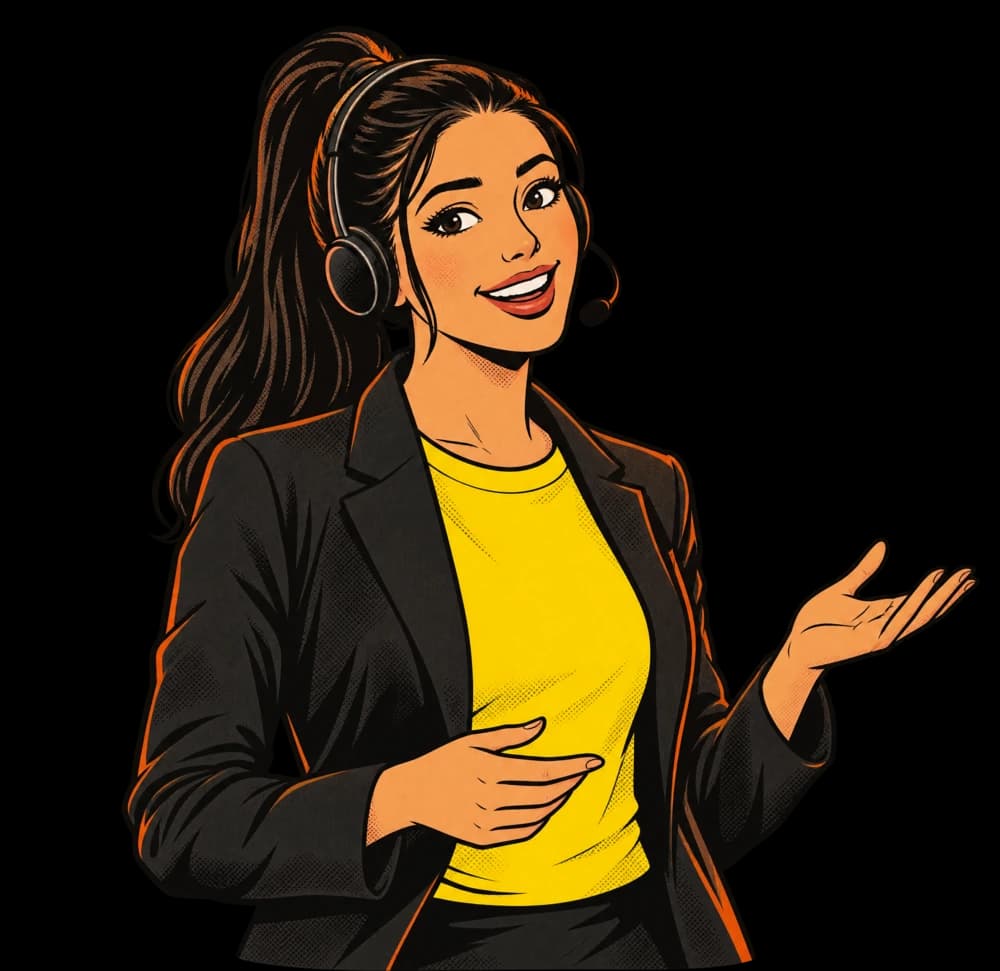 Illustration of a smiling customer-service agent wearing a headset